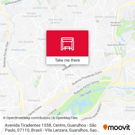 Mapa Avenida Tiradentes 1558, Centro, Guarulhos - São Paulo, 07110, Brasil - Vila Lanzara, Guarulhos