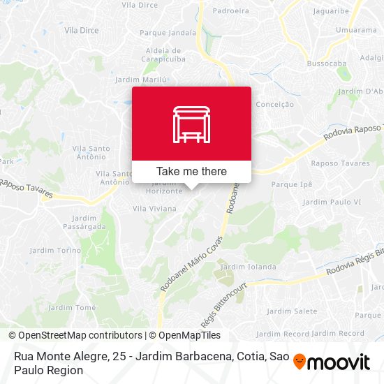 Rua Monte Alegre, 25 - Jardim Barbacena, Cotia map