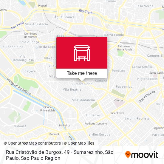 Mapa Rua Cristóvão de Burgos, 49 - Sumarezinho, São Paulo
