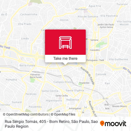 Mapa Rua Sérgio Tomás, 405 - Bom Retiro, São Paulo