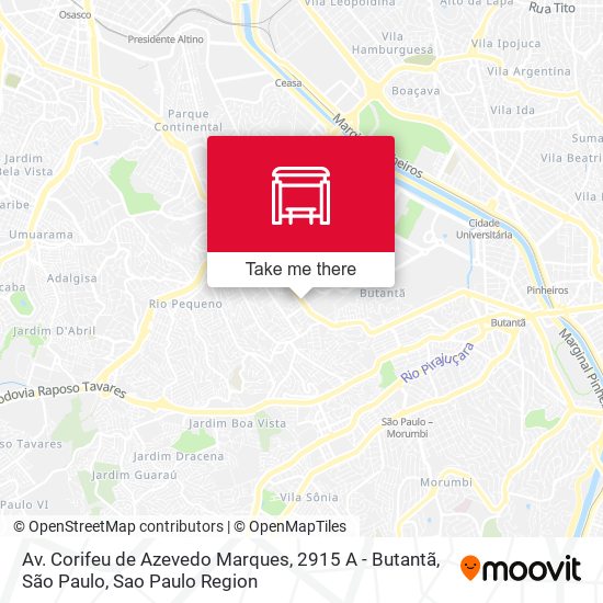 Av. Corifeu de Azevedo Marques, 2915 A - Butantã, São Paulo map