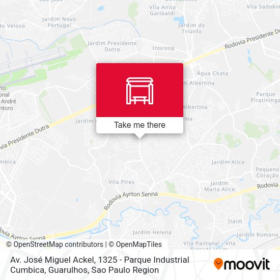 Av. José Miguel Ackel, 1325 - Parque Industrial Cumbica, Guarulhos map