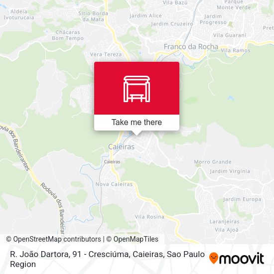R. João Dartora, 91 - Cresciúma, Caieiras map