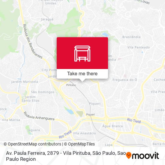 Mapa Av. Paula Ferreira, 2879 - Vila Pirituba, São Paulo