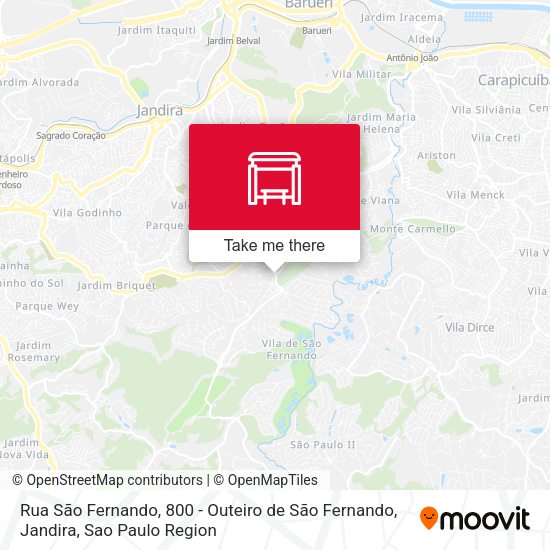Rua São Fernando, 800 - Outeiro de São Fernando, Jandira map