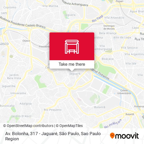 Mapa Av. Bolonha, 317 - Jaguaré, São Paulo