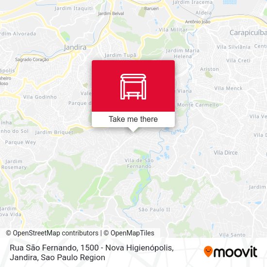 Rua São Fernando, 1500 - Nova Higienópolis, Jandira map