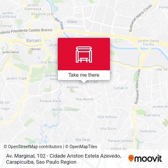 Av. Marginal, 102 - Cidade Ariston Estela Azevedo, Carapicuíba map