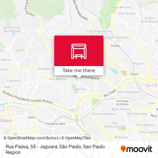 Mapa Rua Paúva, 55 - Jaguará, São Paulo
