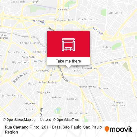 Mapa Rua Caetano Pinto, 261 - Brás, São Paulo