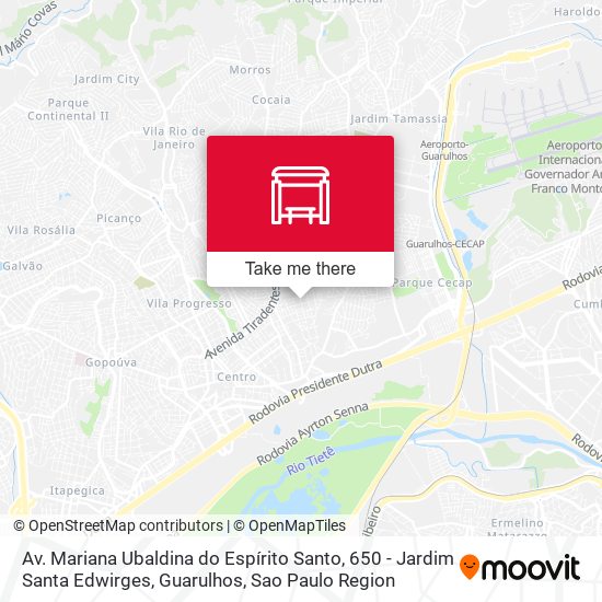 Av. Mariana Ubaldina do Espírito Santo, 650 - Jardim Santa Edwirges, Guarulhos map