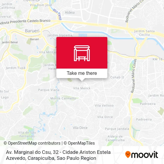 Av. Marginal do Csu, 32 - Cidade Ariston Estela Azevedo, Carapicuíba map