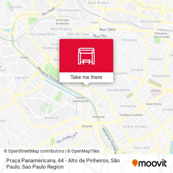 Mapa Praça Panamericana, 44 - Alto de Pinheiros, São Paulo