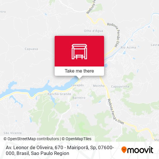 Mapa Av. Leonor de Oliveira, 670 - Mairiporã, Sp, 07600-000, Brasil