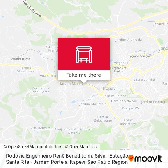 Mapa Rodovia Engenheiro Renê Benedito da Silva - Estação Santa Rita - Jardim Portela, Itapevi