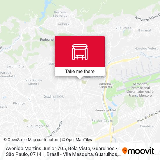 Mapa Avenida Martins Junior 705, Bela Vista, Guarulhos - São Paulo, 07141, Brasil - Vila Mesquita, Guarulhos