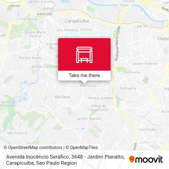 Avenida Inocêncio Seráfico, 3648 - Jardim Planalto, Carapicuíba map