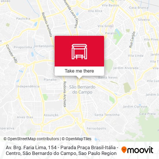 Mapa Av. Brg. Faria Lima, 154 - Parada Praça Brasil-Itália - Centro, São Bernardo do Campo