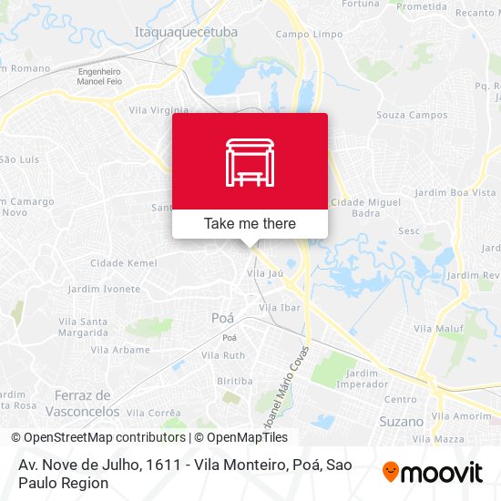 Av. Nove de Julho, 1611 - Vila Monteiro, Poá map
