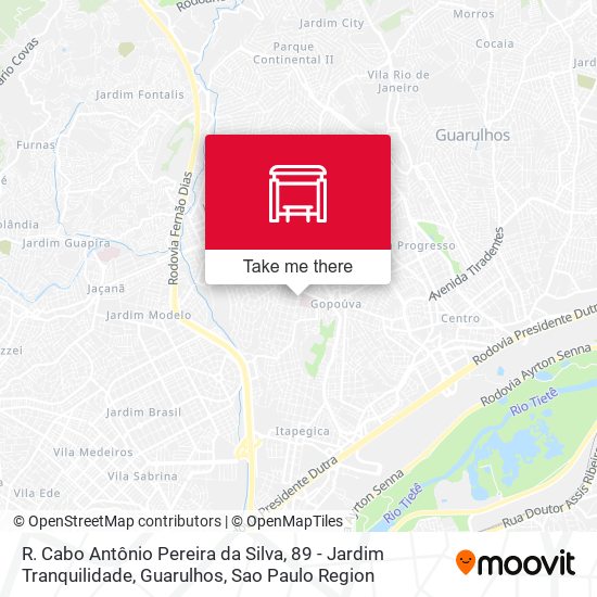 Mapa R. Cabo Antônio Pereira da Silva, 89 - Jardim Tranquilidade, Guarulhos