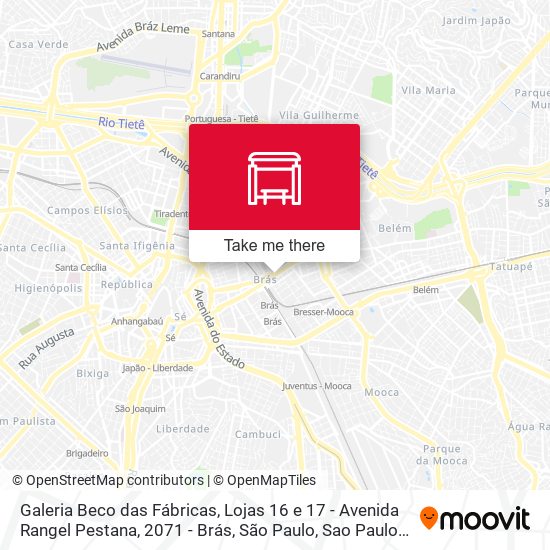 Mapa Galeria Beco das Fábricas, Lojas 16 e 17 - Avenida Rangel Pestana, 2071 - Brás, São Paulo