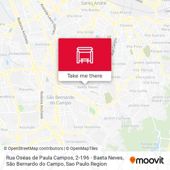 Rua Oséas de Paula Campos, 2-196 - Baeta Neves, São Bernardo do Campo map