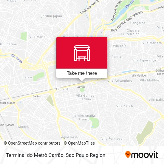 Terminal do Metrô Carrão map