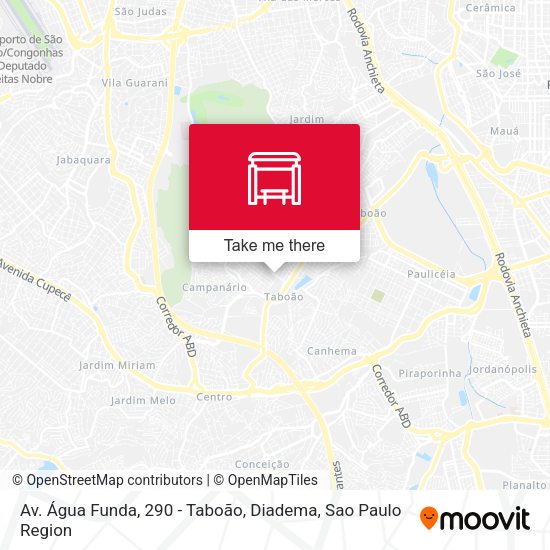 Av. Água Funda, 290 - Taboão, Diadema map