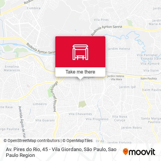 Mapa Av. Pires do Rio, 45 - Vila Giordano, São Paulo