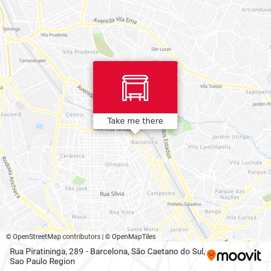 Mapa Rua Piratininga, 289 - Barcelona, São Caetano do Sul