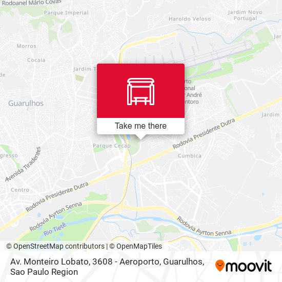 Mapa Av. Monteiro Lobato, 3608 - Aeroporto, Guarulhos