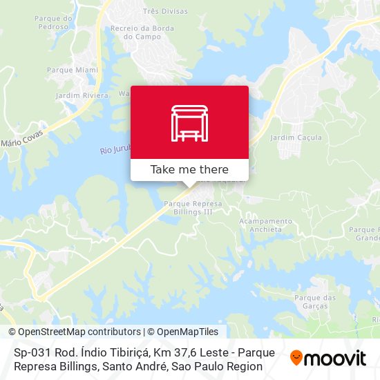 Mapa Sp-031 Rod. Índio Tibiriçá, Km 37,6 Leste - Parque Represa Billings, Santo André