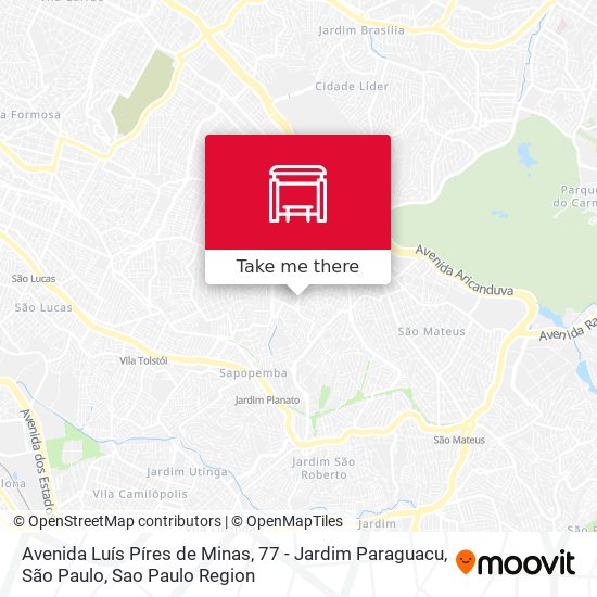 Avenida Luís Píres de Minas, 77 - Jardim Paraguacu, São Paulo map