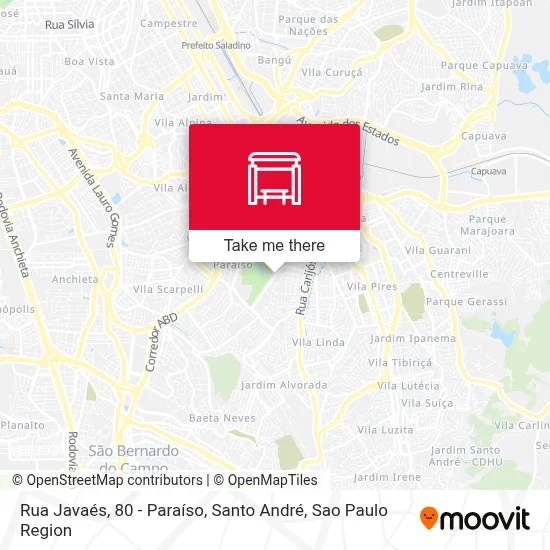 Rua Javaés, 80 - Paraíso, Santo André map