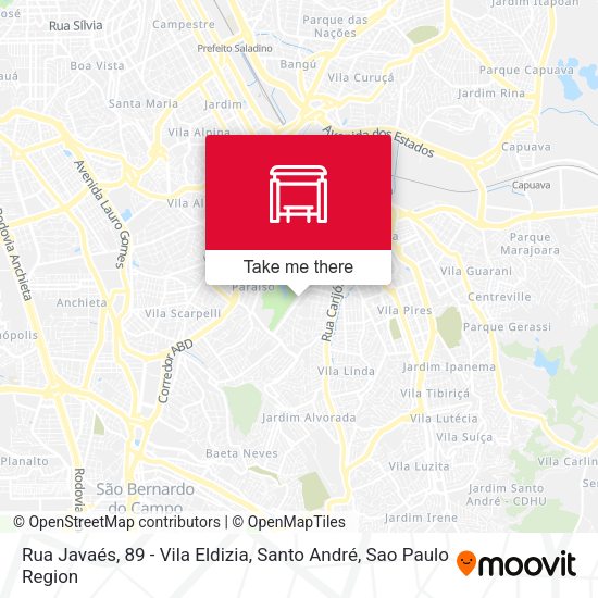Rua Javaés, 89 - Vila Eldizia, Santo André map
