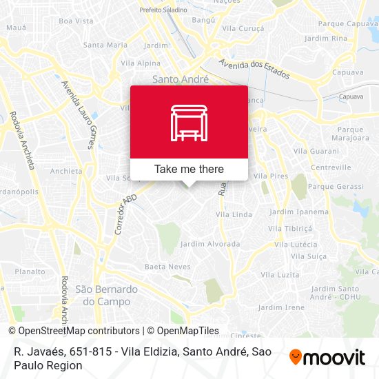 R. Javaés, 651-815 - Vila Eldizia, Santo André map