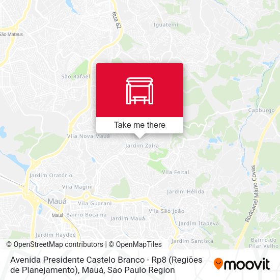 Avenida Presidente Castelo Branco - Rp8 (Regiões de Planejamento), Mauá map