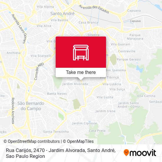 Rua Carijós, 2470 - Jardim Alvorada, Santo André map