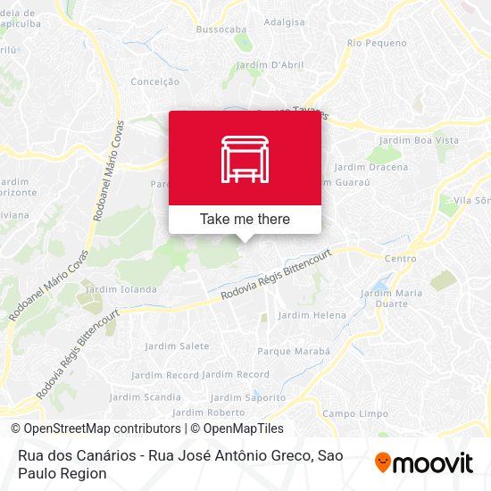 Rua dos Canários - Rua José Antônio Greco map
