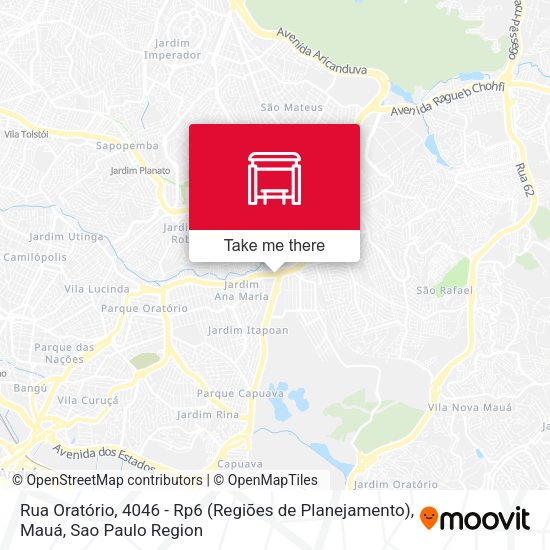 Rua Oratório, 4046 - Rp6 (Regiões de Planejamento), Mauá map