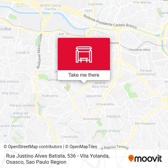 Rua Justino Alves Batista, 536 - Vila Yolanda, Osasco map
