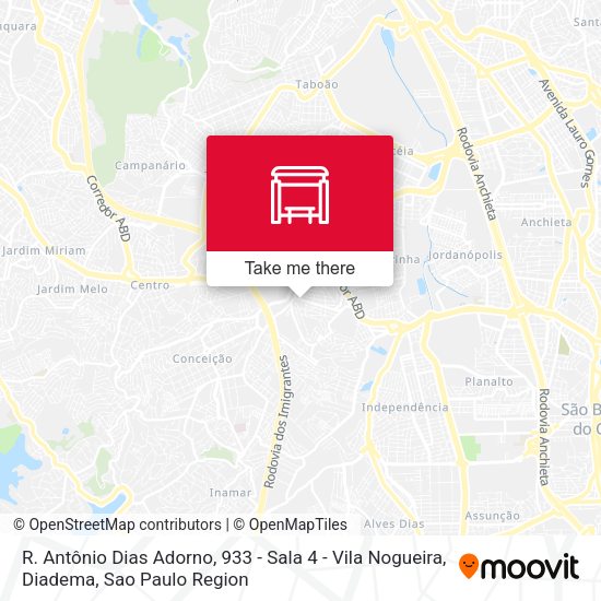 R. Antônio Dias Adorno, 933 - Sala 4 - Vila Nogueira, Diadema map