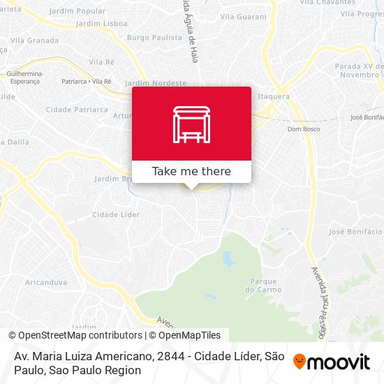 Mapa Av. Maria Luiza Americano, 2844 - Cidade Líder, São Paulo