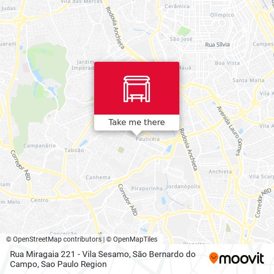 Rua Miragaia 221 - Vila Sesamo, São Bernardo do Campo map