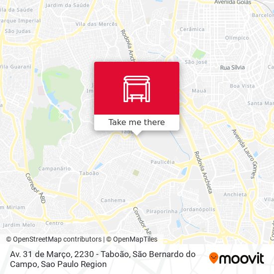 Av. 31 de Março, 2230 - Taboão, São Bernardo do Campo map
