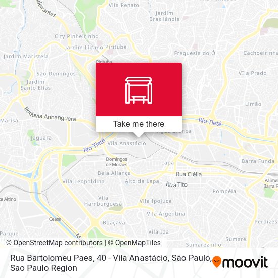 Rua Bartolomeu Paes, 40 - Vila Anastácio, São Paulo map
