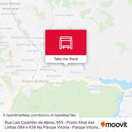 Mapa Rua Luís Coutinho de Abreu, 955 - Ponto Final das Linhas 084 e 438 No Parque Vitória - Parque Vitoria, Franco da Rocha