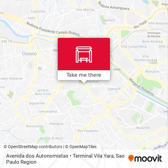 Mapa Avenida dos Autonomistas • Terminal Vila Yara
