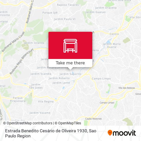 Estrada Benedito Cesário de Oliveira 1930 map