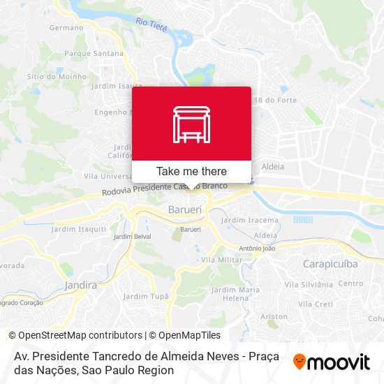 Mapa Av. Presidente Tancredo de Almeida Neves - Praça das Nações